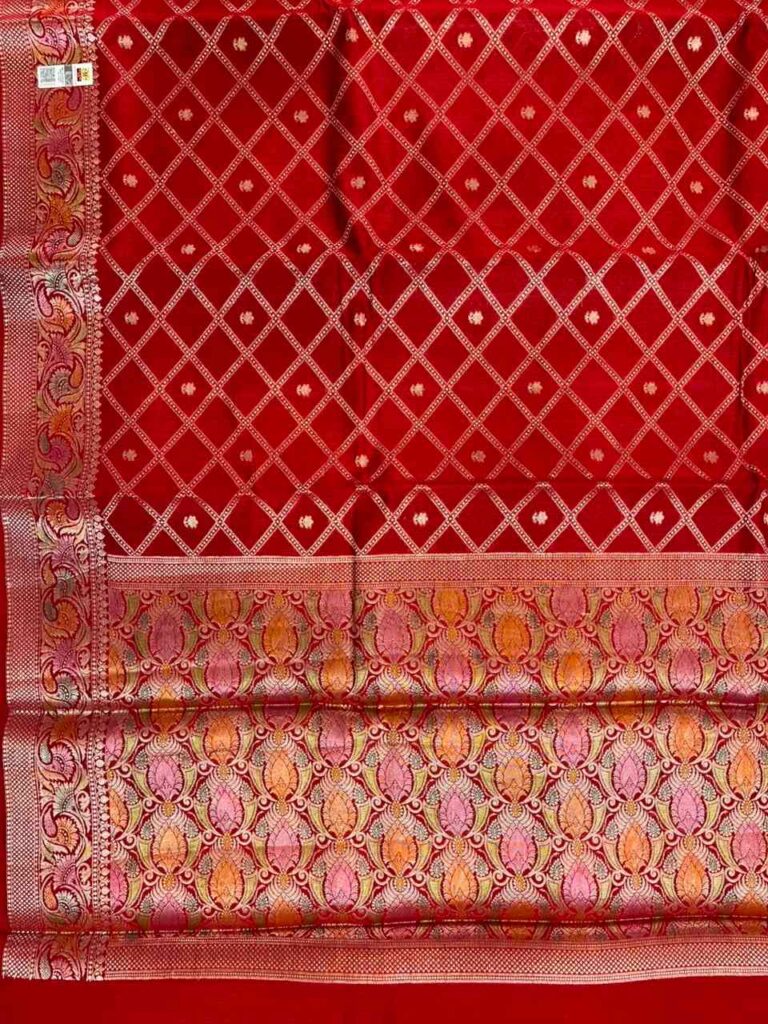 Red Munga Silk Banarasi Saree