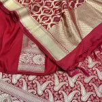 Red Semi Silk Unstiched Banarasi Lehenga