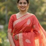 Rich Orange Viscose Silk Pure Banarasi Saree With Beautiful Floral Leaf Zari & Red Minakari Work