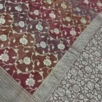 Rosegold Handwoven Khaddi Georgette Banarasi Silk Saree
