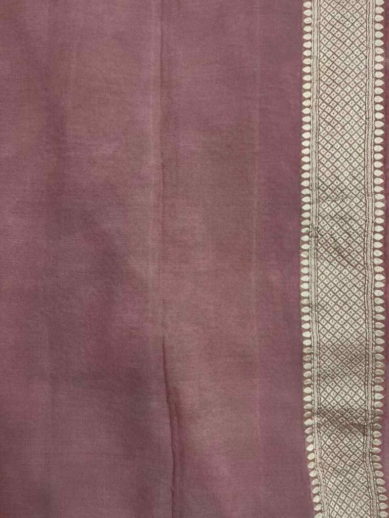 Rosegold Handwoven Khaddi Georgette Banarasi Silk Saree