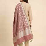 Rose Gold Semi Kataan Silk Banarasi Dupatta With Beautiful Booti Zari Work