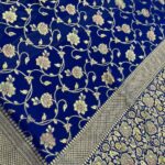 Royal Blue Handwoven Khaddi Georgette Banarasi Silk Saree