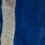 Royal Blue Handwoven Khaddi Georgette Banarasi Silk Saree