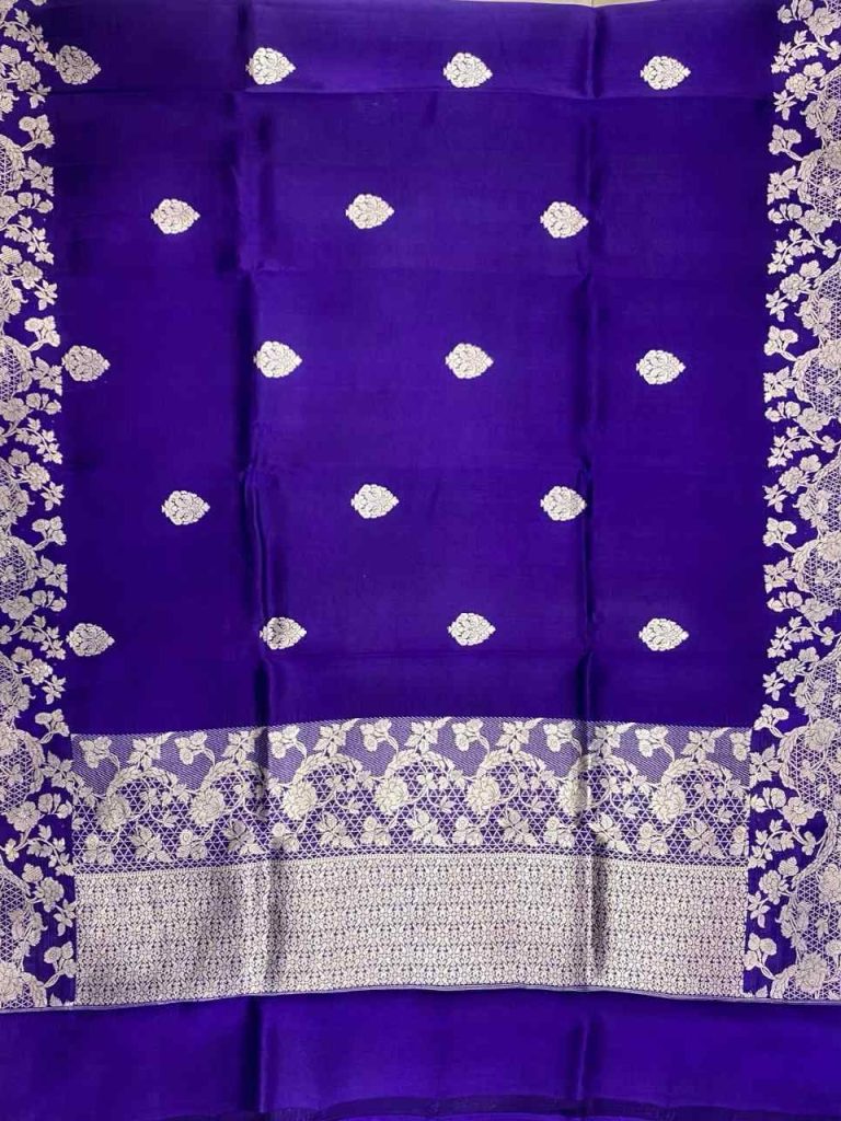 Royal Blue Handwoven Raw Mango Silk Banarasi Saree