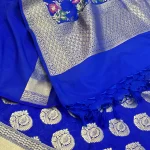 Royal Blue Kataan Semi Silk Unstiched Banarasi Lehenga
