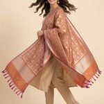 Rust Semi Kataan Silk Banarasi Dupatta With Beautiful Floral Jaal Zari Work