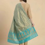 Seagreen Tissue Silk Pure Banarasi Dupatta With Floral Boota Work