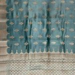 Seagreen Viscose Silk Pure Banarasi Saree With Beautiful Floral Zari & Red Minakari Work