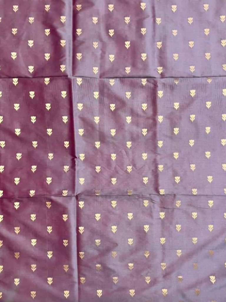 Plum Semi Silk Banarasi Dress Material