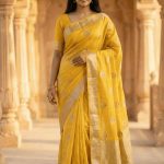 Yellow Viscose Silk Pure Banarasi Saree With Red Minakari & Floral Boota Work