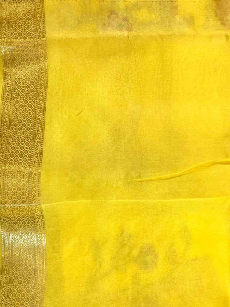 Yellow Viscose Silk Pure Banarasi Saree