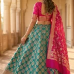 Rani Pink Semi Silk Unstiched Banarasi Lehenga
