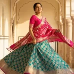 Rani Pink Semi Silk Unstiched Banarasi Lehenga