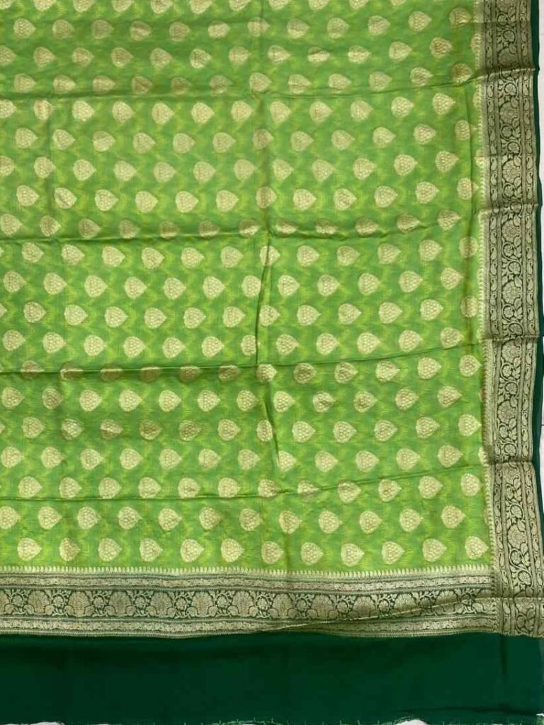 Green Chiffon Silk Pure Banarasi Dupatta
