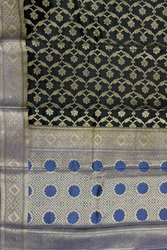 Black Cotton Silk Pure Banarasi Saree