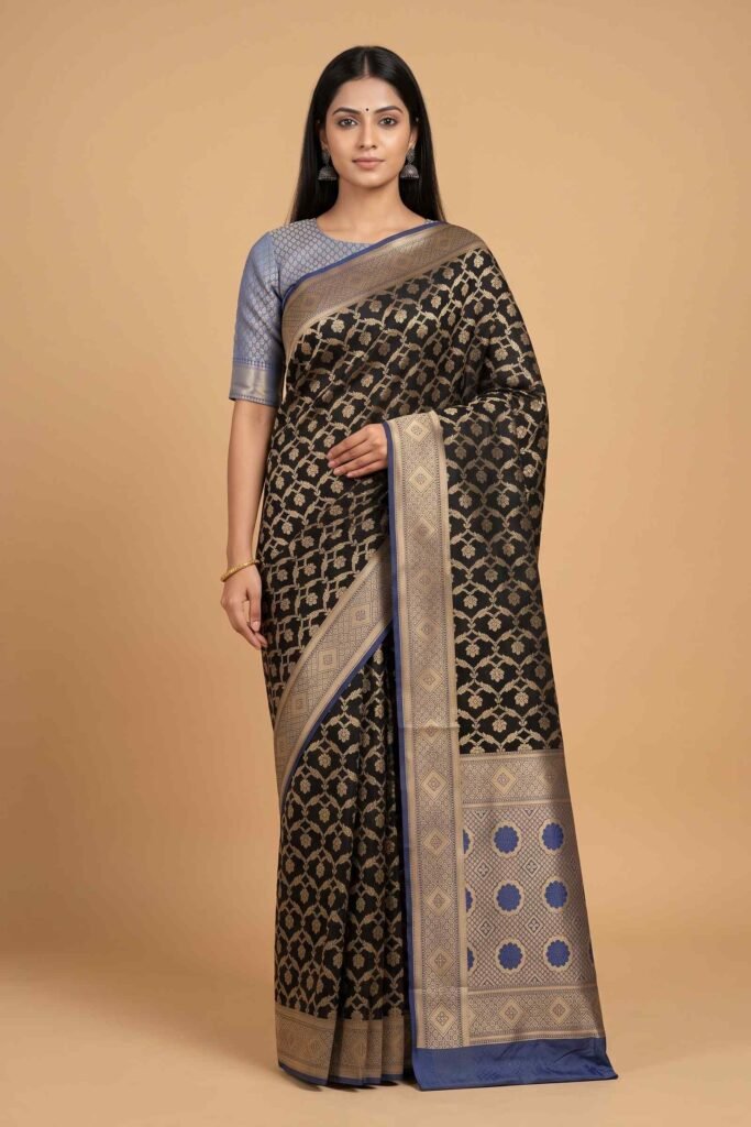 Black Cotton Silk Banarasi Saree