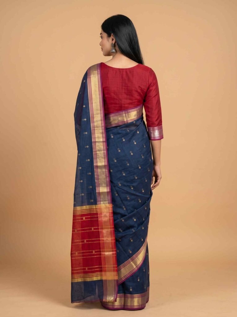 Blue Cotton Silk Banarasi Saree