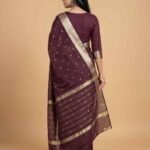 Chocolate Brown Cotton Silk Banarasi Saree