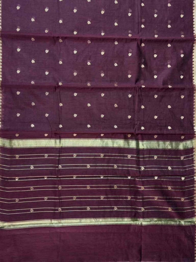 Chocolate Brown Cotton Silk Banarasi Saree