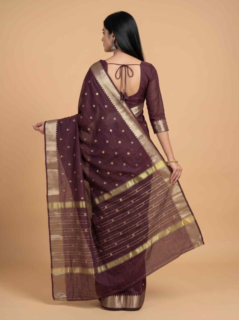 Coffee Brown Cotton Silk Banarasi Saree
