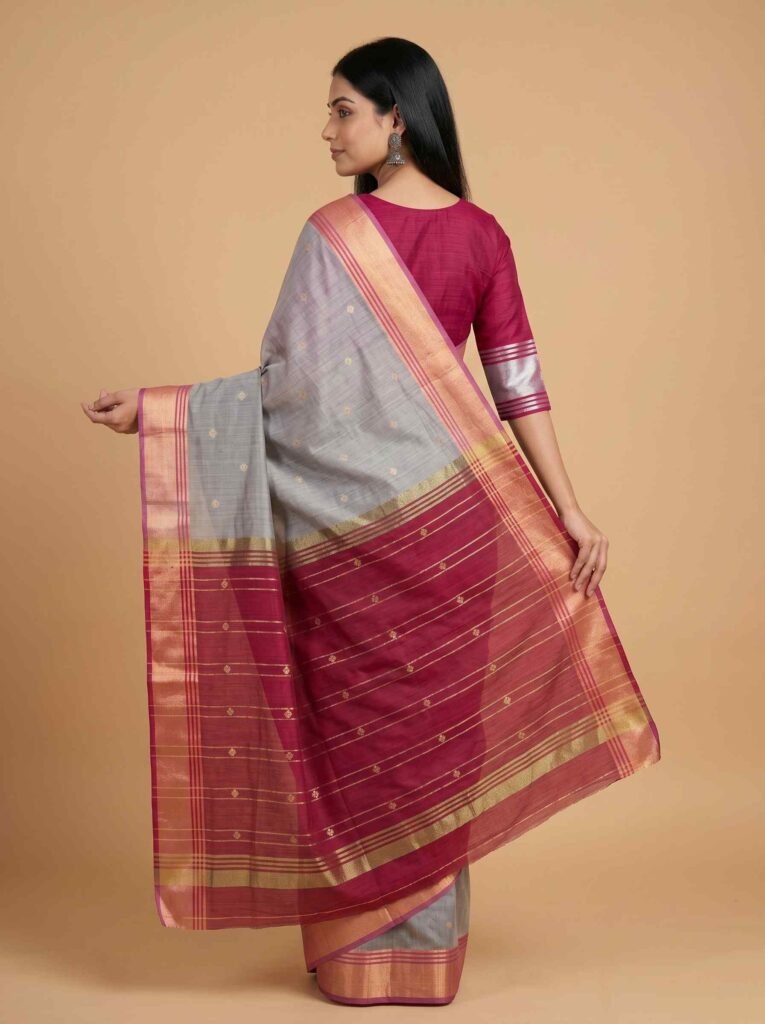 Grey Cotton Silk Banarasi Saree