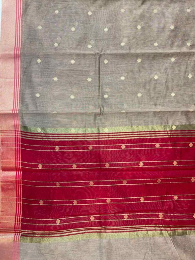 Grey Cotton Silk Banarasi Saree