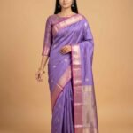 Lavender Semi Kataan silk Banarasi Saree