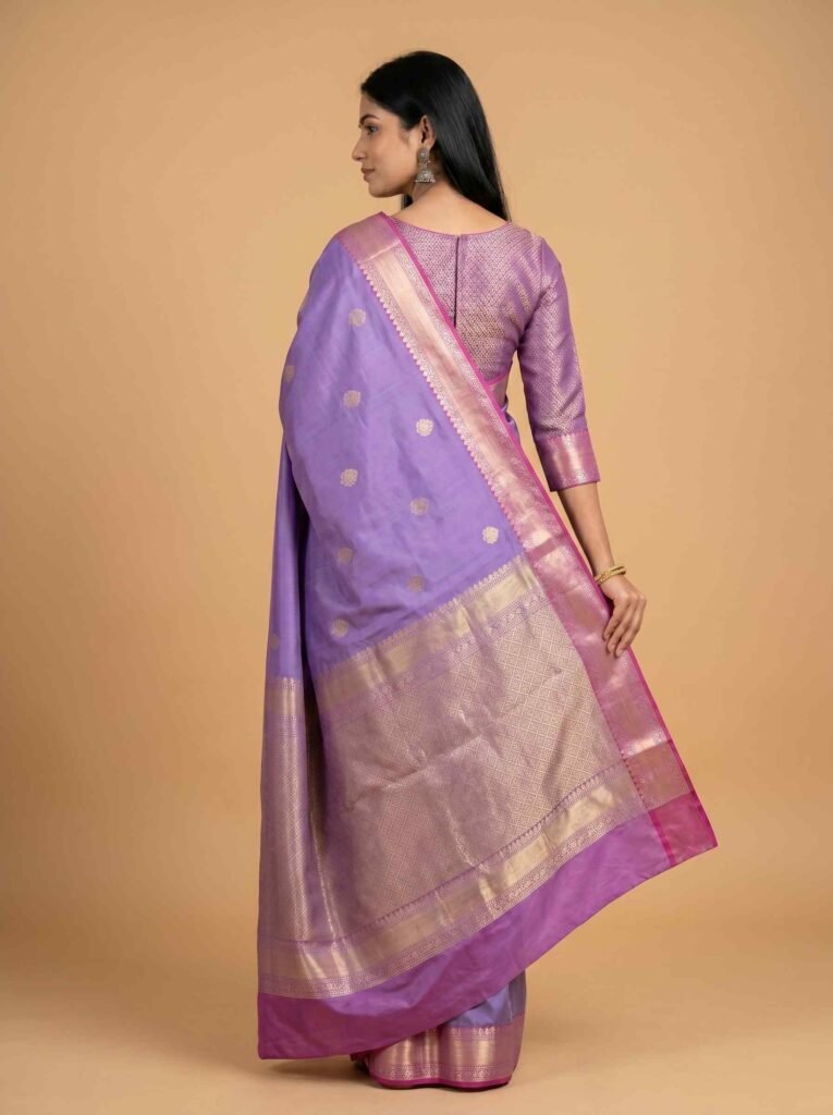 Lavender Semi Silk Banarasi Saree