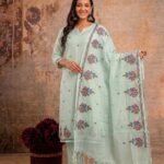 Light Green Kota Doria Dress Material