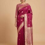 Maroon Semi Silk Banarasi Saree