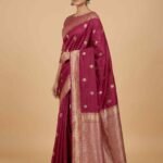 Maroon Semi Silk Banarasi Saree