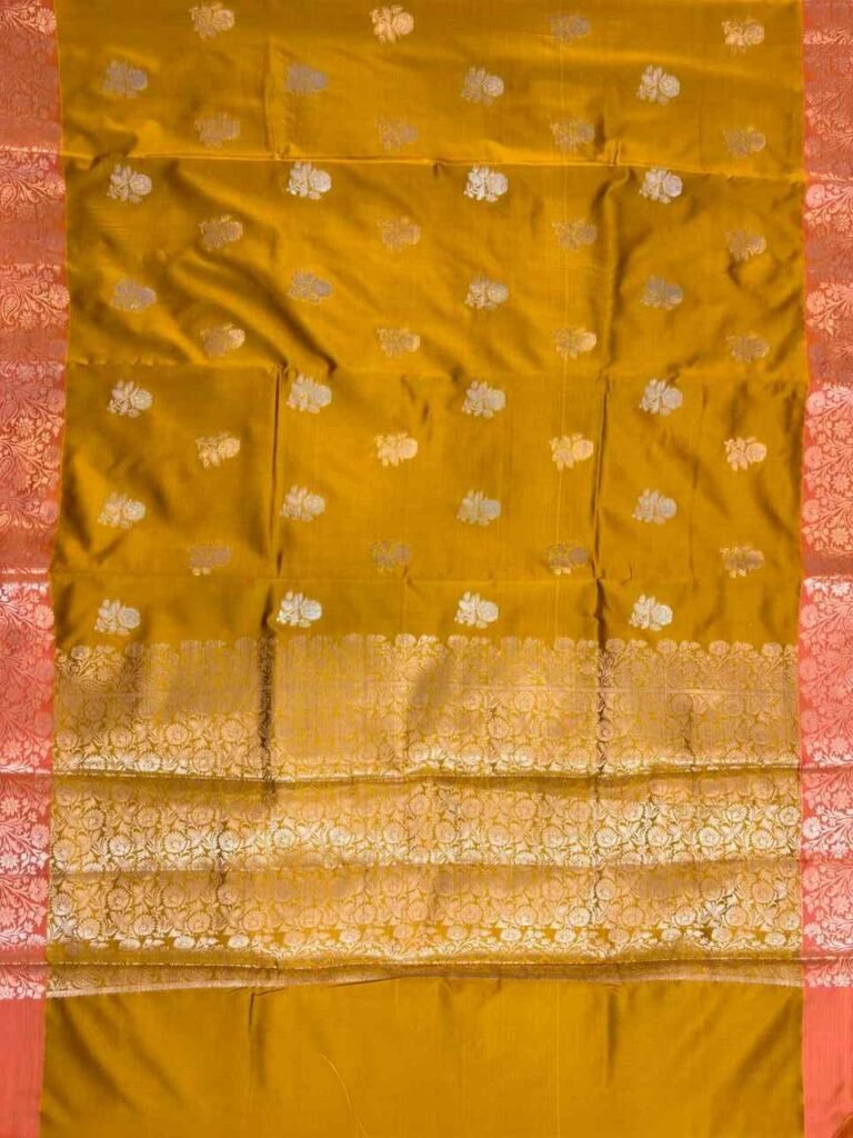 Mustard Semi Silk Banarasi Saree