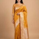 Mustard Semi Silk Banarasi Saree
