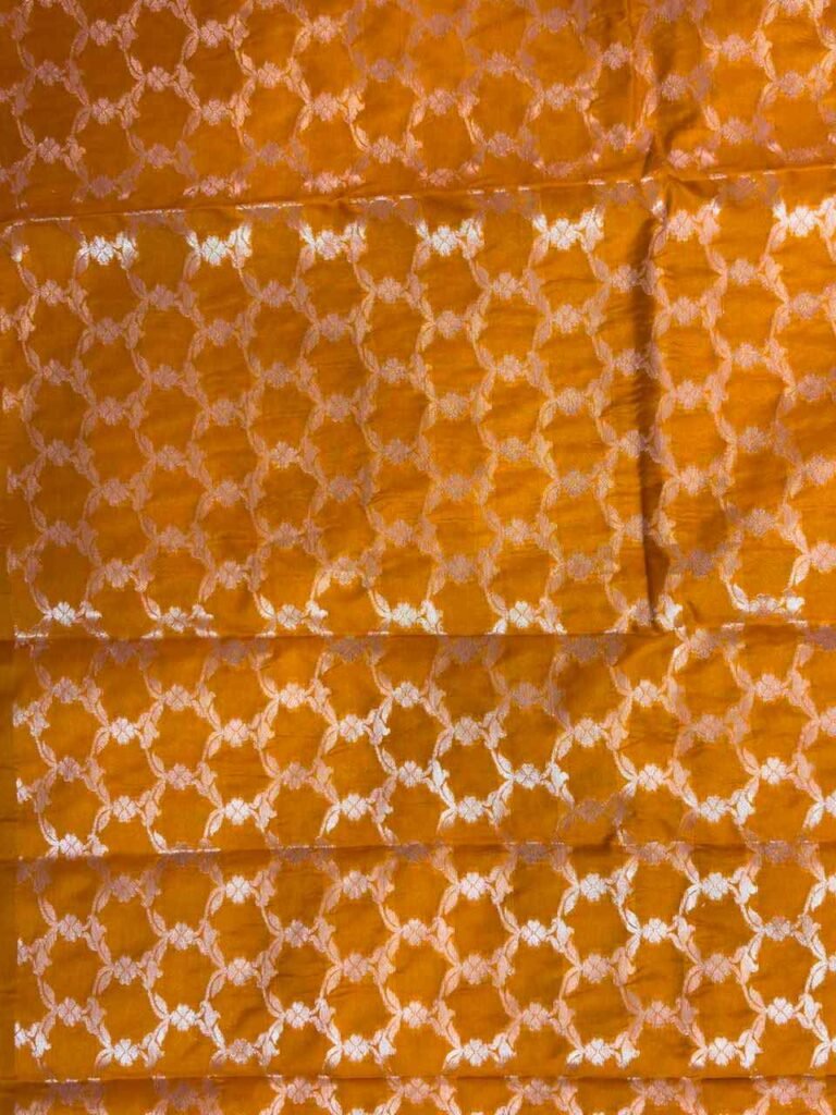 Mustard Semi Kataan Silk Banarasi Saree