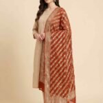 Orange Khaddi Georgette Pure Banarasi Dupatta