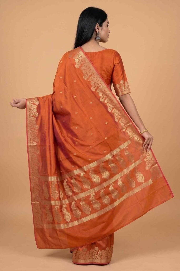 Orange Semi Silk Banarasi Saree