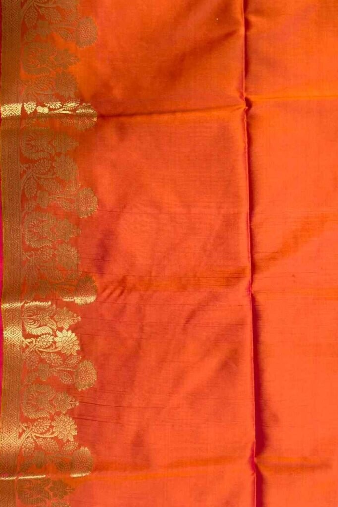 Orange Semi Silk Banarasi Saree