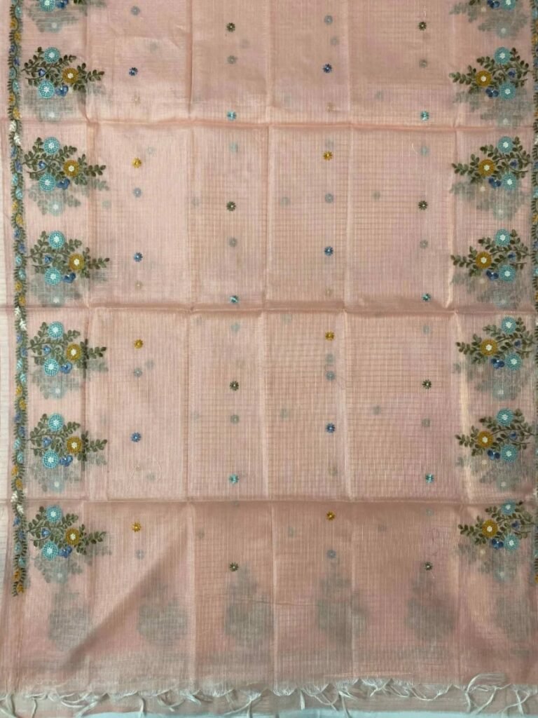Peach Kota Doria Dress Material