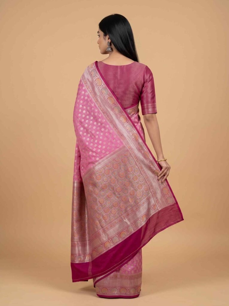 Pink cotton silk banarasi saree