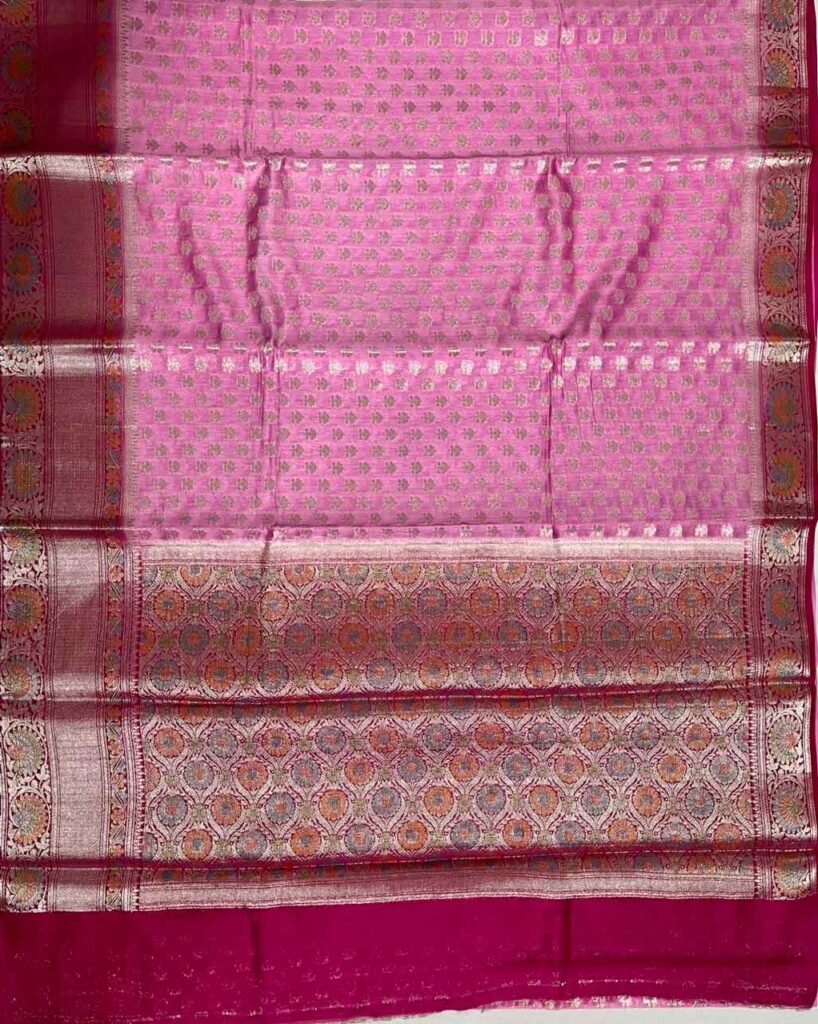 Pink Cotton Silk Pure Banarasi Saree