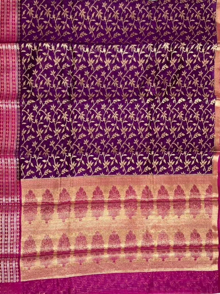Purple Cotton Silk Pure Banarasi Saree