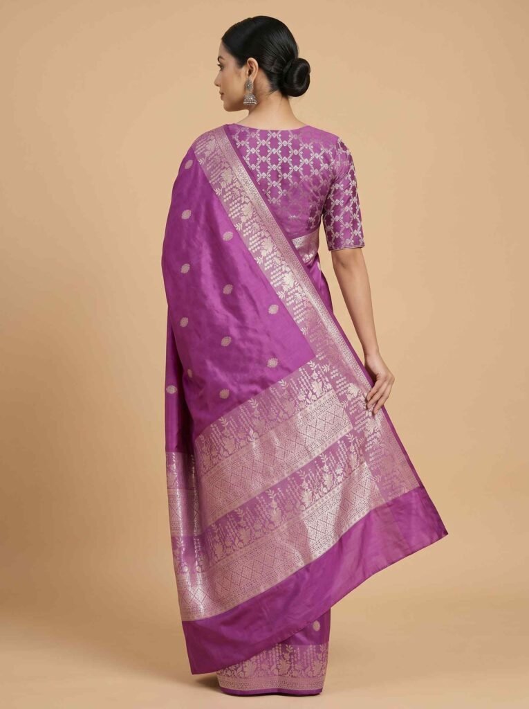 Purple Semi Silk Banarasi Saree