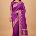 Purple Semi Silk Banarasi Saree