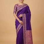 Purple cotton silk banarasi saree