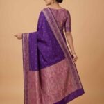 Purple cotton silk banarasi saree