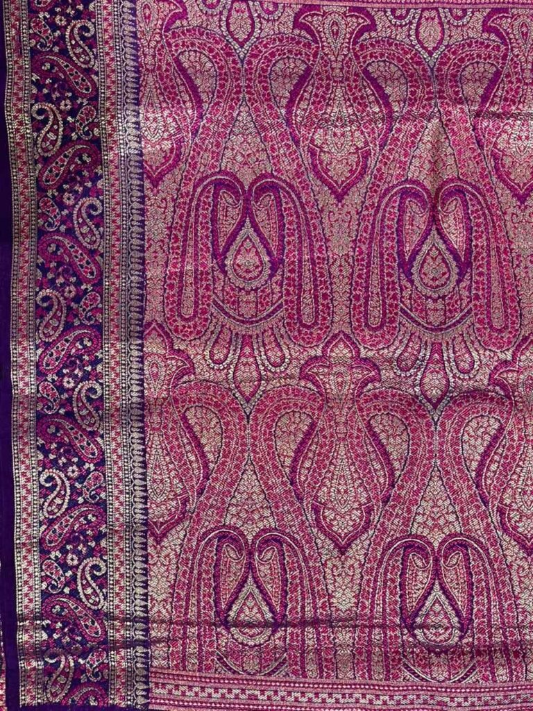Purple Pure Cotton Silk Banarasi Saree