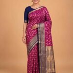 Rani pink cotton silk banarasi saree