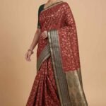 Red Cotton Silk Banarasi Saree (2)