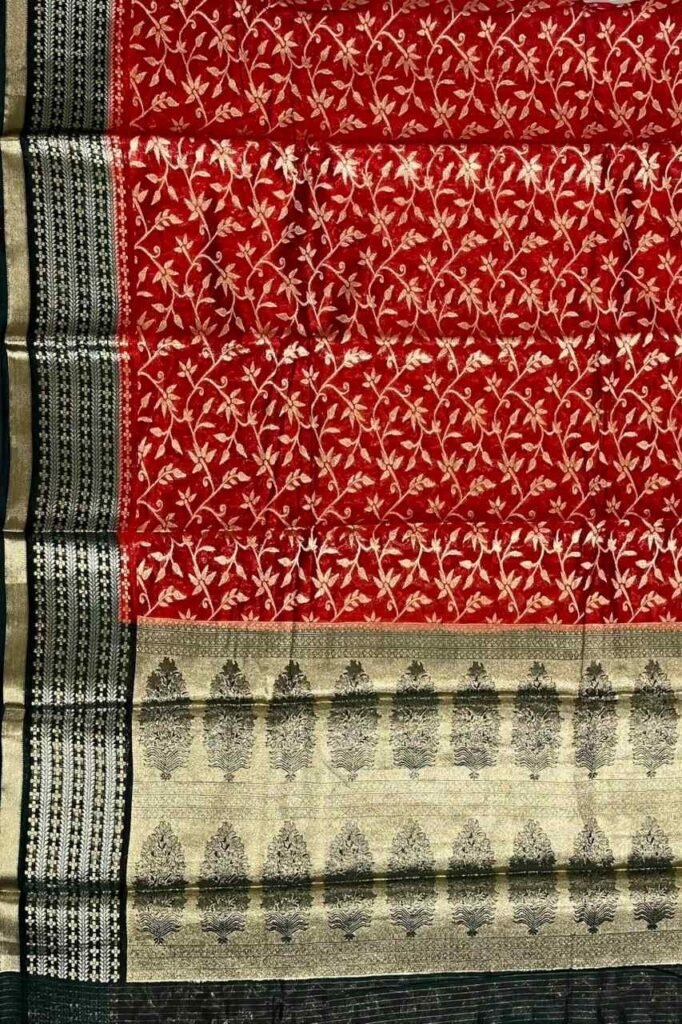 Red Cotton Silk Pure Banarasi Saree